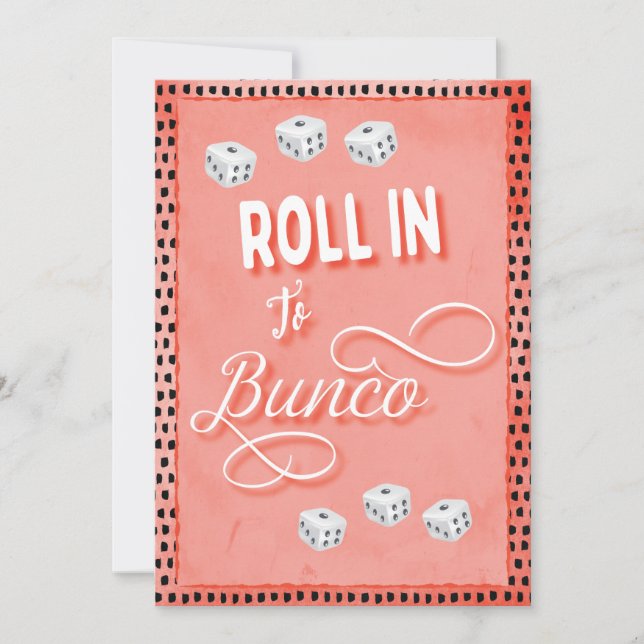 Rulla in i Bunco Dice Party Inbjudningar (Framsida)