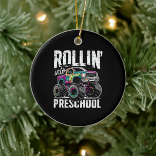 Rulla in i förskolan Monster Truck Tillbaka till s Julgransprydnad Keramik