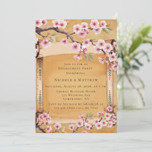 Rulla Japansk Cherry Blommar Förlovningsfest Inbjudningar