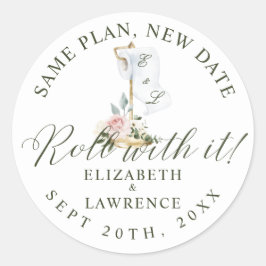 Rulla med  Blommigtar och Papprare verktygstext Runt Klistermärke