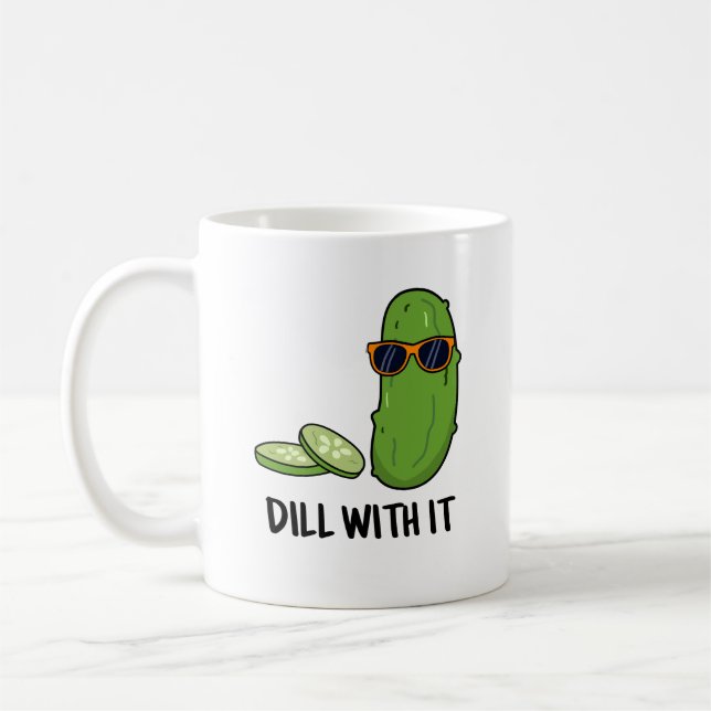Rulla med den där roliga dill Pickle Pun Kaffemugg (Vänster)
