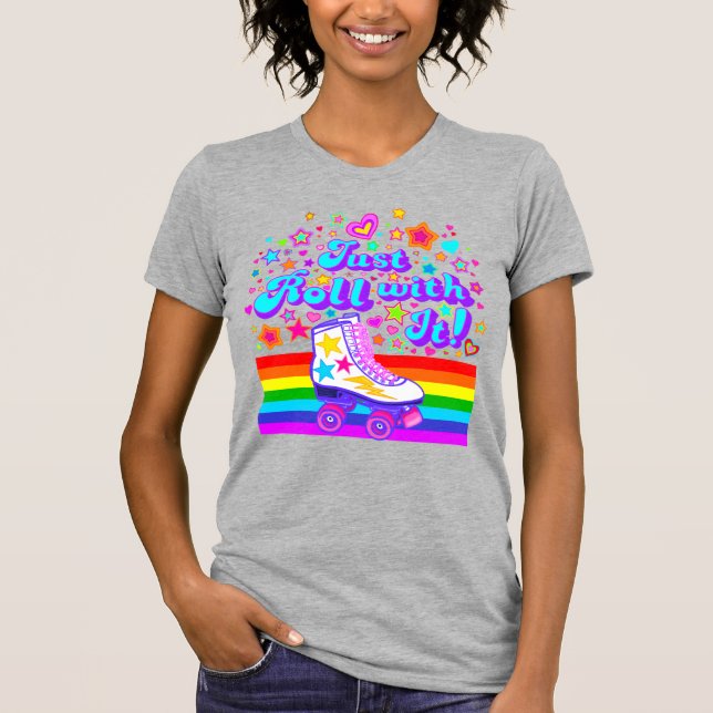 Rulla med den! Rainbow Roller Skate T-shirt (Framsida)