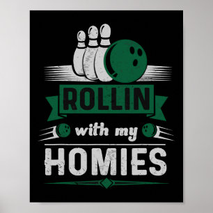 Rulla med mina hjärtan Retro Bowling 1 Poster