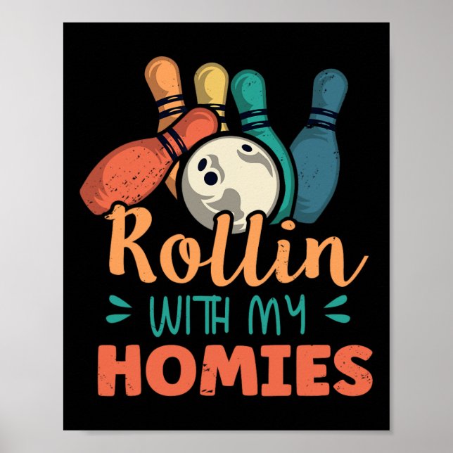 Rulla med mina hjärtan Retro Bowling 2 Poster (Framsidan)