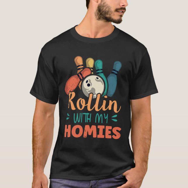 Rulla med mina hjärtan Retro Bowling 2 T Shirt (Framsida)
