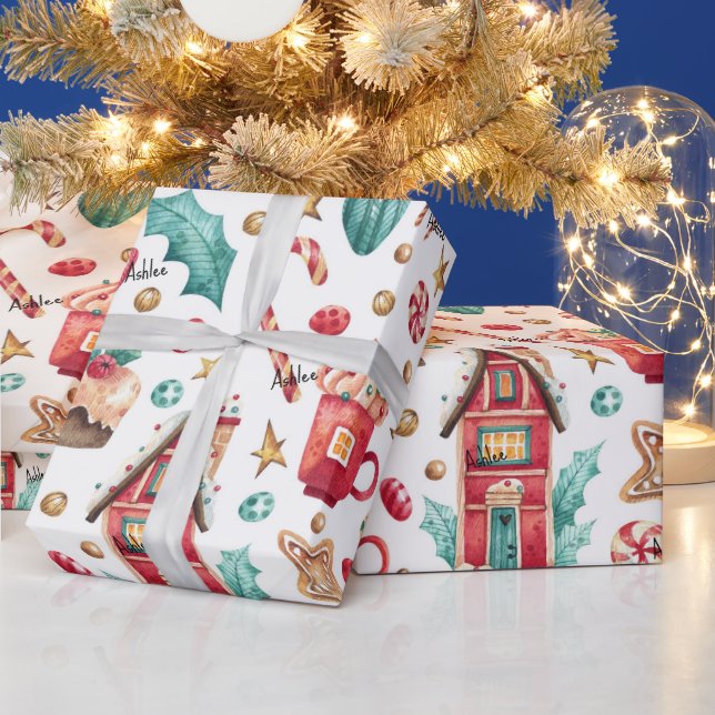 Rulla, Namn på Magic Candy Houses, Sweets Mönster Presentpapper (Helgdagar)