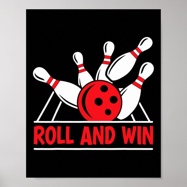 Rulla Och Vinn Bowlingspelare Rolig Bowler  Poster (Framsidan)