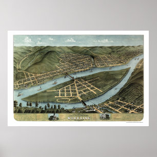 Rulla panorama- karta för WV - 1870 Poster