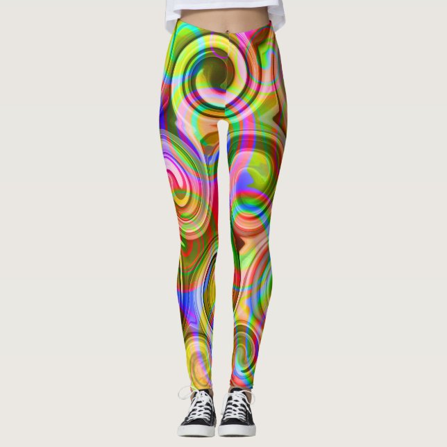 Rulla Pastell geometrisk abstrakt  Leggings (Framsida)