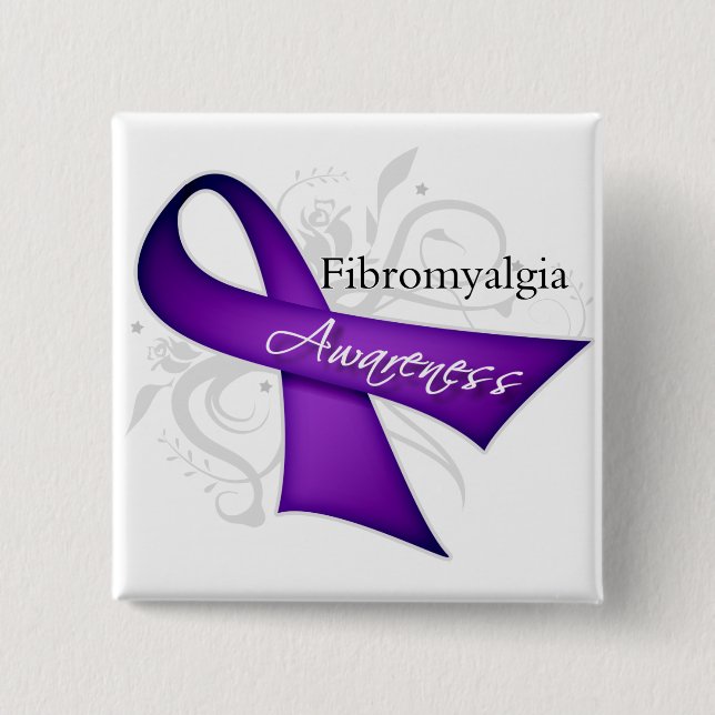 Rulla Ribbon - Fibromyalgia Awareness Knapp (Framsida)