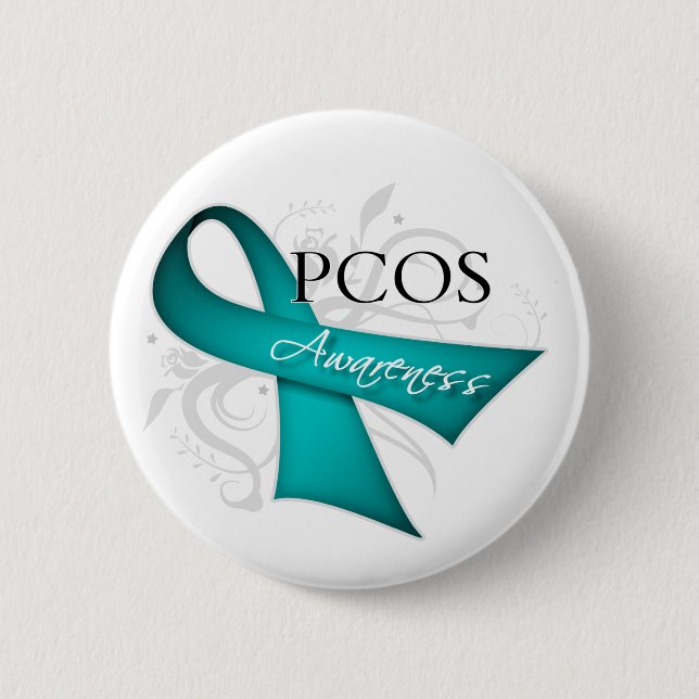 Rulla Ribbon - PCOS-medvetenhet Knapp (Framsida)