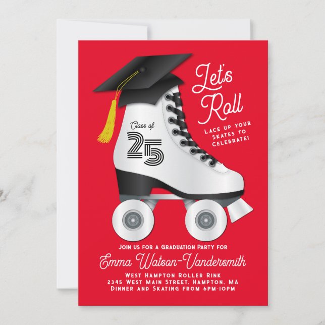 Rulla Skate Studentfest Inbjudan Red (Framsida)