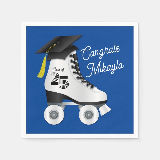 Rulla Skate Studentfest Skatt Rink Blue Pappersservett (Framsidan)