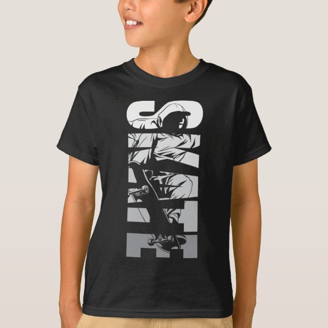 Rulla Skateboard Retro 90 Tal T Shirt (Framsida)