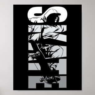 Rulla Skridsko Skateboard Retro 90 Tal Poster