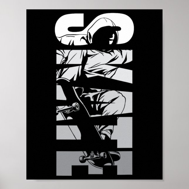 Rulla Skridsko Skateboard Retro 90 Tal  Poster (Framsidan)