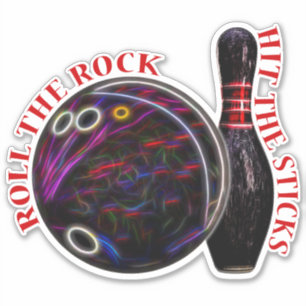 Rulla Sten, Bowling Ball & Pin, Vinyl Sticker Klistermärken