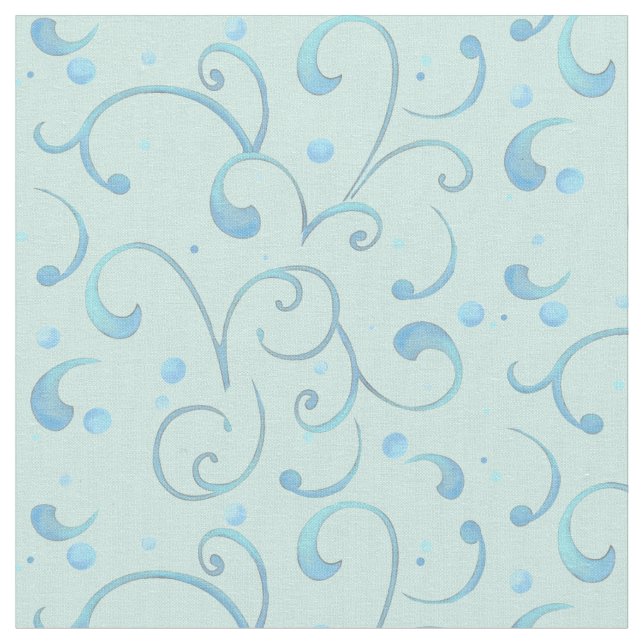 Rulla Swirl Dot Aqua Blue Nursery Baby Cute Whale Tyg (Närbild)