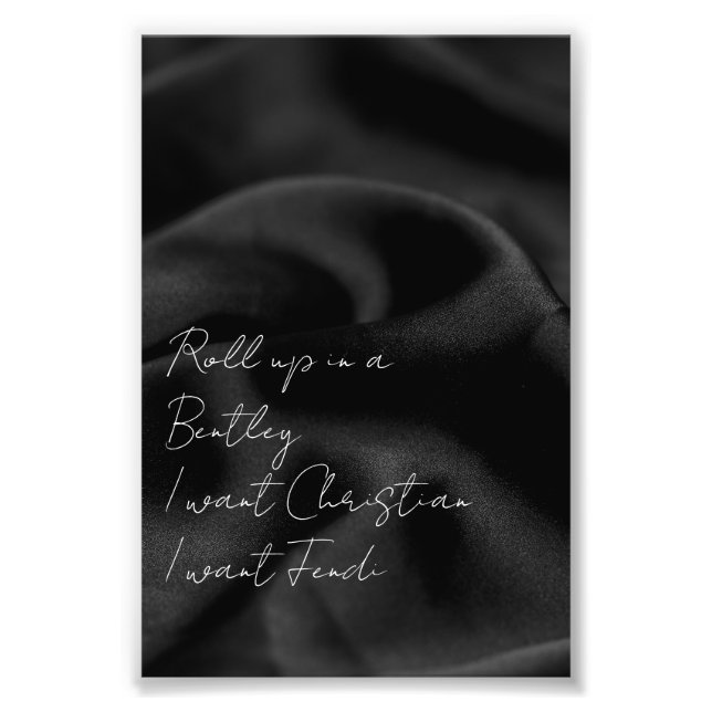 Rulla upp i en Bentley, Prada Lyrics Fototryck (Framsidan)