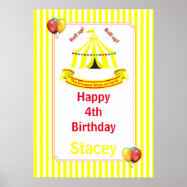 Rulla upp! Rulla upp! Circus Birthday Poster i Gul