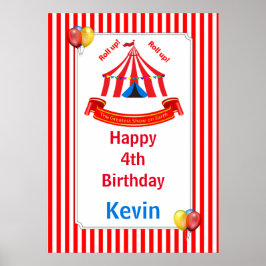 Rulla upp! Rulla upp! Circus Birthday Poster i Red