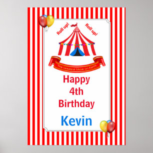 Rulla upp! Rulla upp! Circus Birthday Poster i Red