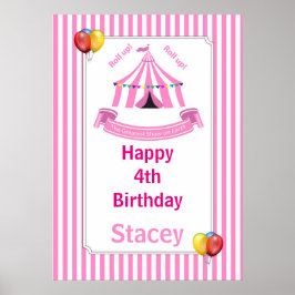 Rulla upp! Rulla upp! Circus Birthday Poster i Ros