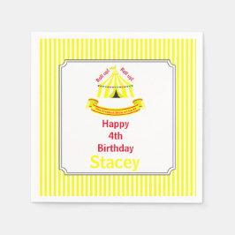 Rulla upp! Rulla upp! Circus Födelsedagsfest Gult Pappersservett