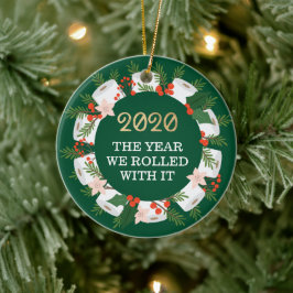 Rullad med den roliga Pappra julkrans i Toilet Julgransprydnad Keramik