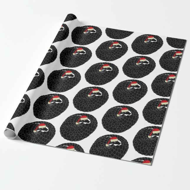 Rullad pangolin jul svart och vit presentpapper (Utrullad)