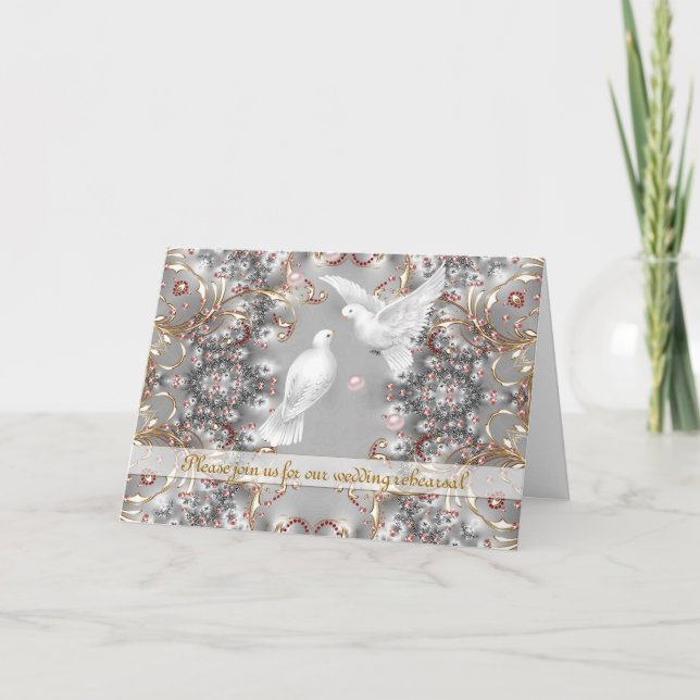 Rullan bröllop Rehearsal Investigation Doves Inbjudan (Framsida)