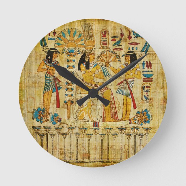 Rullan för förtida Egypten i kemi Heirogliphics Rund Klocka (Framsida)