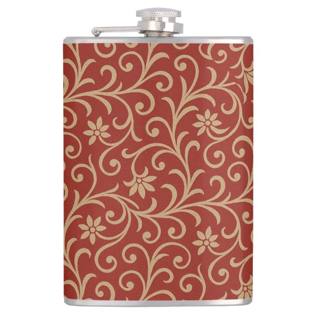Rullan för Luxury Red and Guld Damask Blommigt Fickplunta (Framsidan)