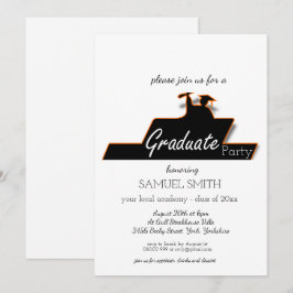Rullan Modern Studenten Script Black & White Inbjudningar