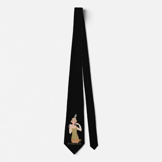 Rullande 20-talets Flapper Guld Glitter Dockansikt Slips (Framsida)