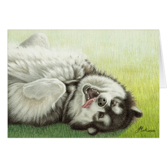 Rullande alaskabo Malamute Hälsningskort (Framsidan Horizontal)