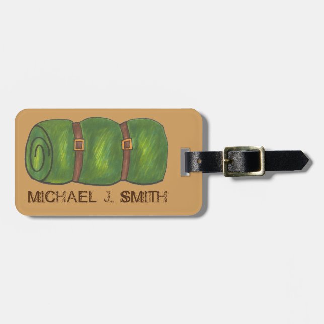 Rullande av blåssäck i campinglägget utomhus bagagebricka (Horisontell Framsida)