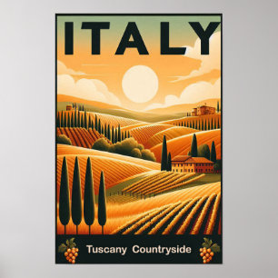Rullande Backe i Toskana - Vintage resor Poster
