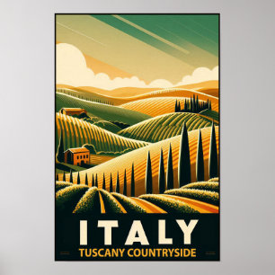 Rullande Backe i Toskana - Vintage resor Poster
