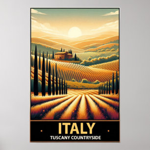 Rullande Backe i Toskana - Vintage resor Poster