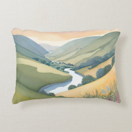 Rullande Backe liggande | Vattfärgsvacker Prydnadskudde