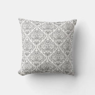 Rullande Damask Svart på Vit Linje Mönster Kudde