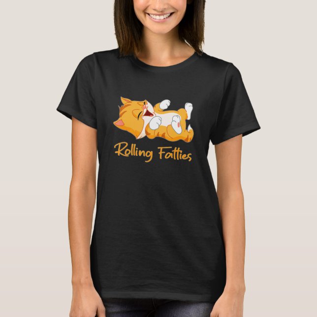 Rullande Fatties Katt 2 T Shirt (Framsida)