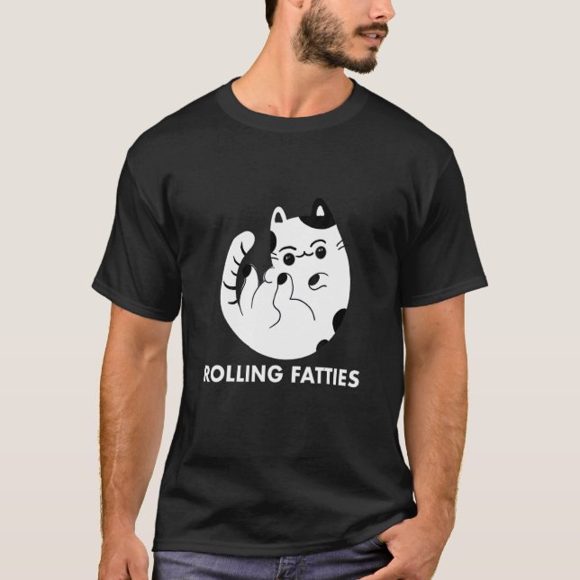 Rullande Feta Katt  Katt T Shirt (Framsida)