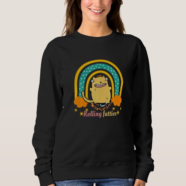 Rullande Feta Katt T Shirt (Framsida)