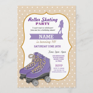 Rullande Födelsedagsfest Roller Skate Inbjudan