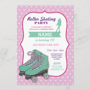 Rullande Födelsedagsfest Roller Skate Inbjudan