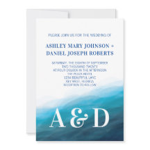 Rullande havs, inbjudan till Vågar-bröllop, turkos