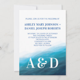 Rullande havs, inbjudan till Vågar-bröllop, turkos