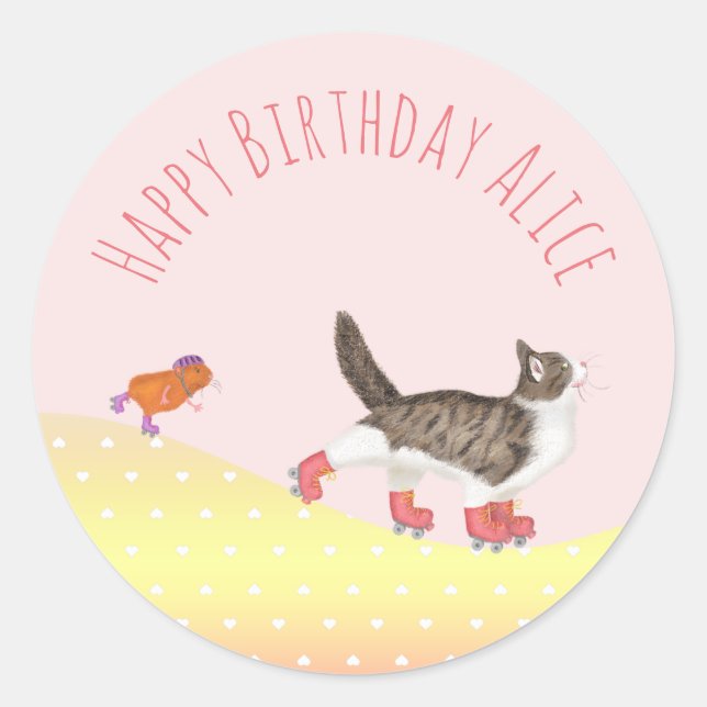 Rullande husdjur, runda klistermärken (Framsida)